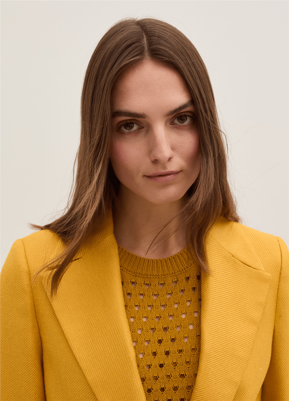 Cepli Düğmeli Parlak Dimi Kumaş Blazer Sarı Ceket