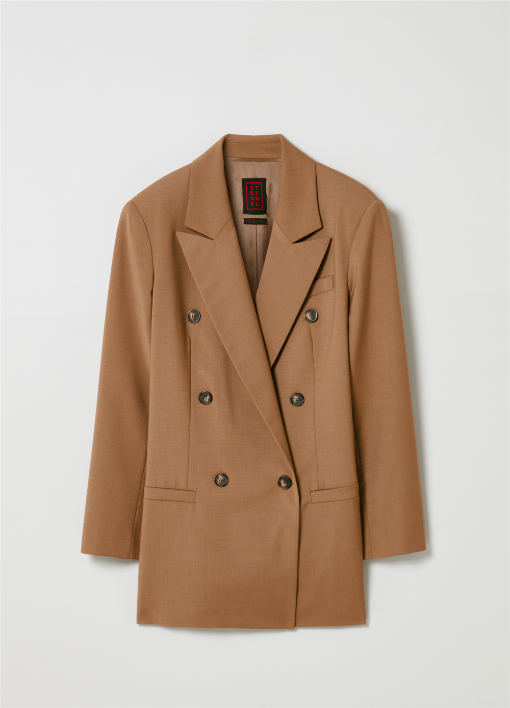 Çizgili Düğmeli Kahverengi Kruvaze Blazer
