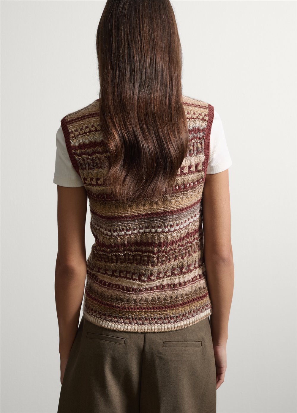 Çok Renkli Jacquard Yün Ve Viskon Karışımlı Regular Fit Üst