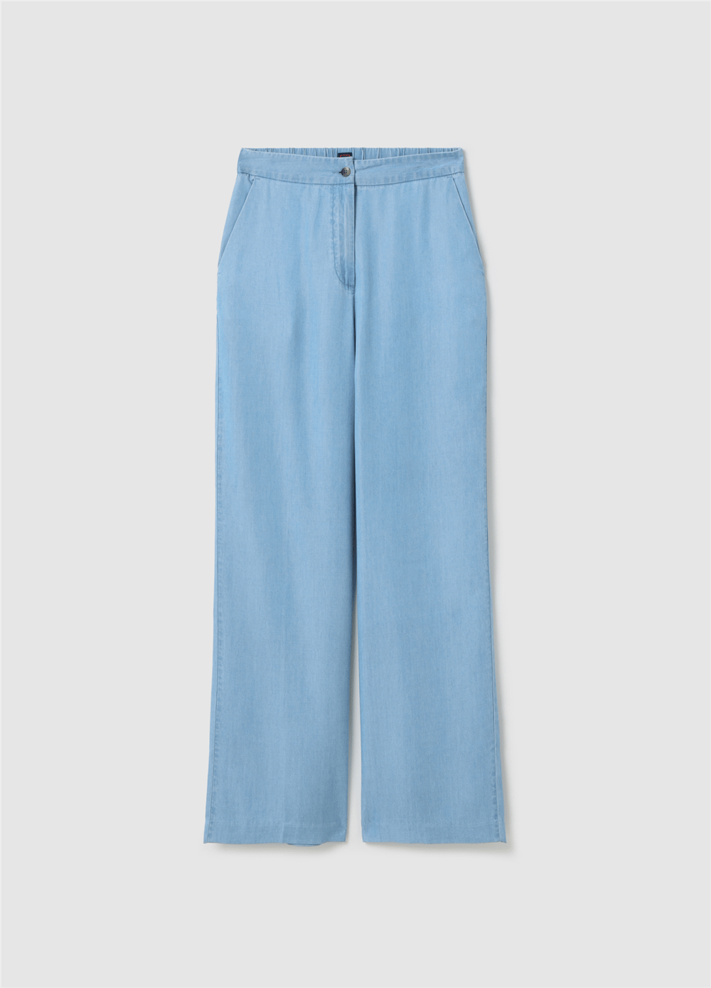Denim Efektli Düz Kesim Mavi Pantolon