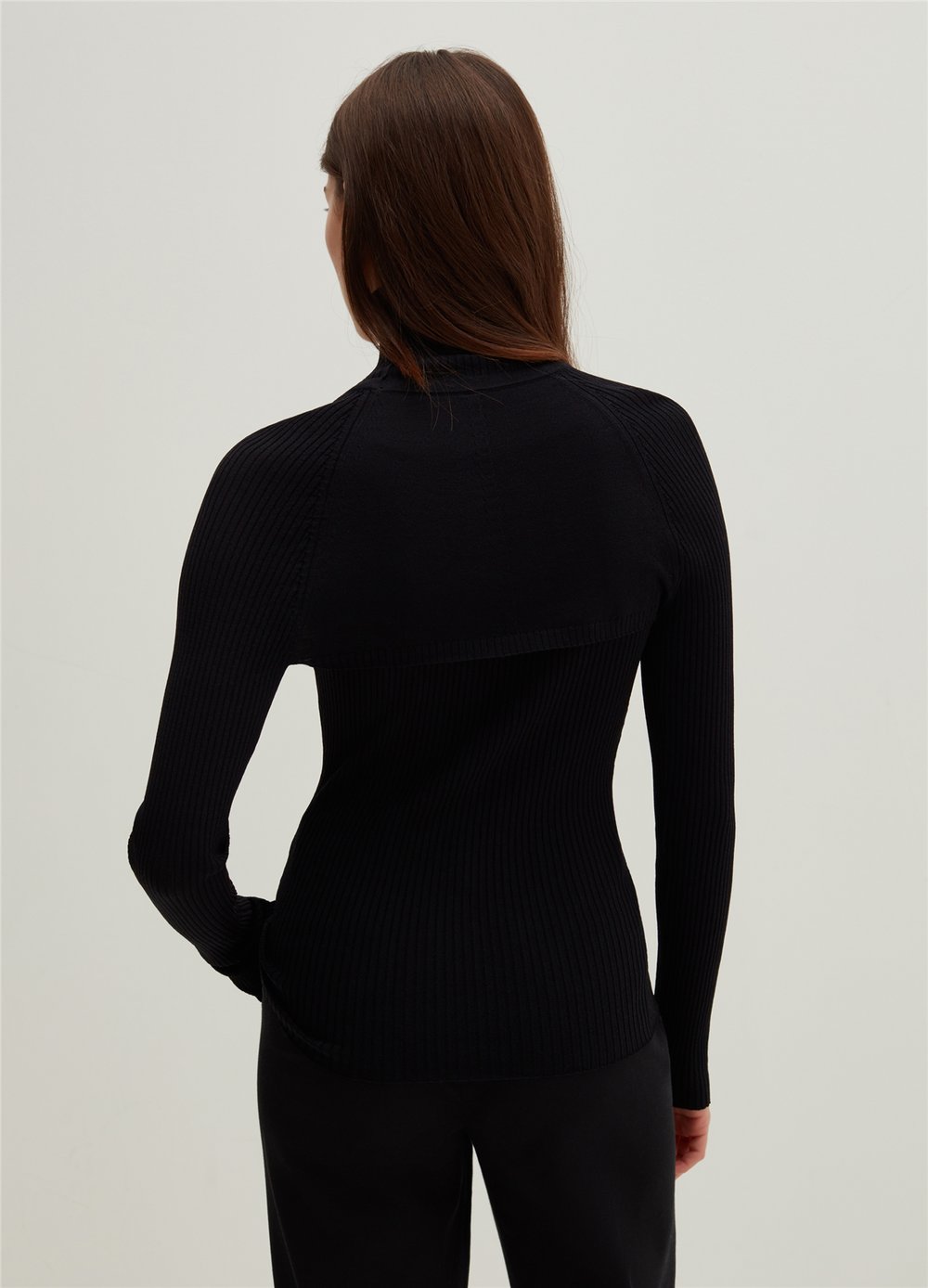 Düz Fitilli Şal Yaka Siyah Bolero