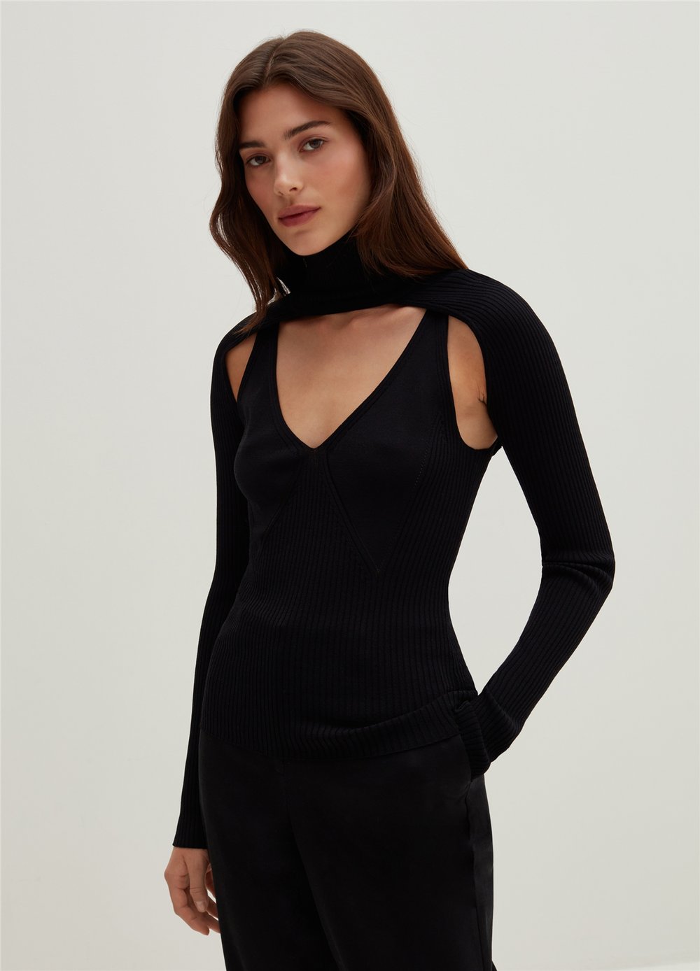 Düz Fitilli Şal Yaka Siyah Bolero