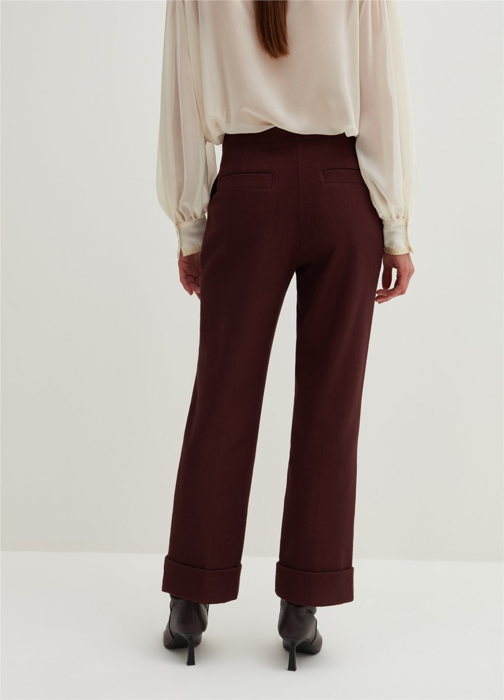 Düz Kesim Bordo Chino Pantolon
