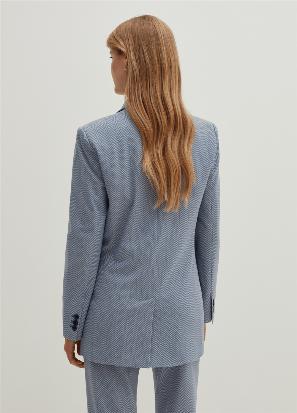 Düz Kesim Mavi Kruvaze Blazer