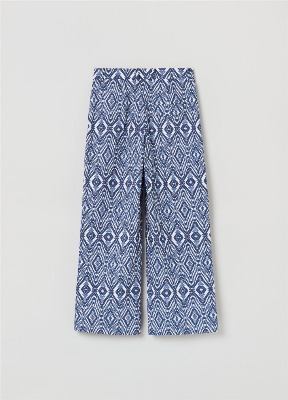 Etnik Desenli Bol Paça Poplin Pantolon