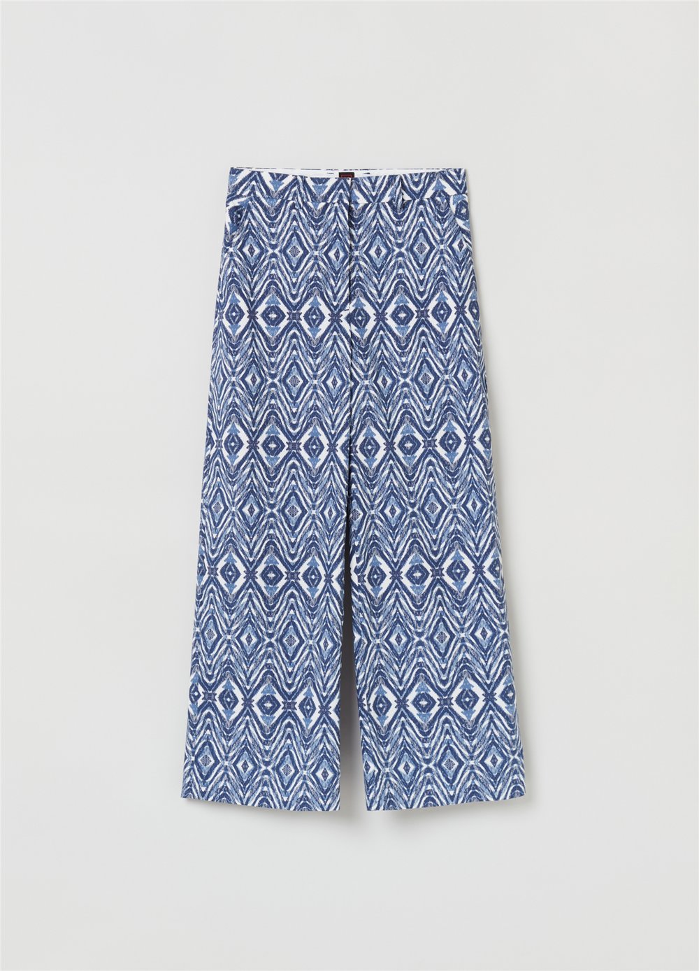 Etnik Desenli Bol Paça Poplin Pantolon