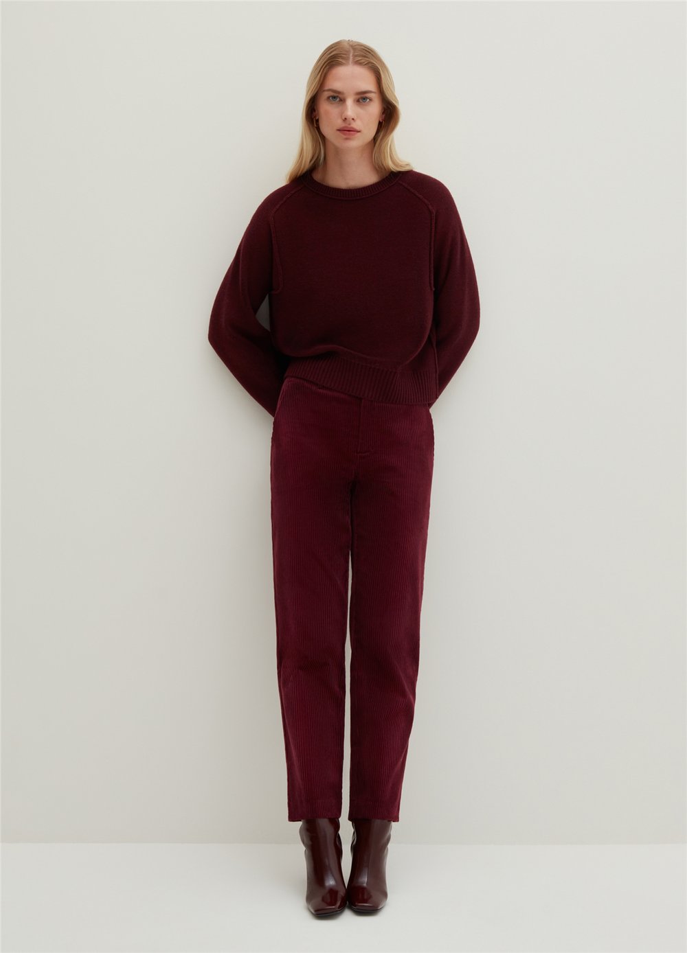 Fitilli Kadife Bordo Chino Pantolon