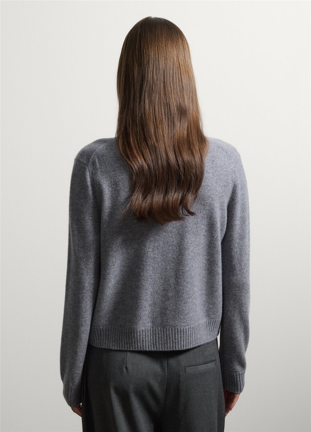 Gri Düğmeli Regular Fit Saf Kaşmir Hırka