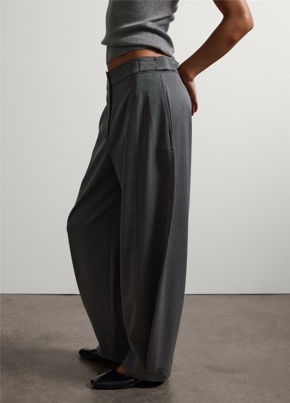 Gri Esnek Modal Viskon Yün Ve Kaşmir Karışımlı Slim Fit Kumaş Pantolon