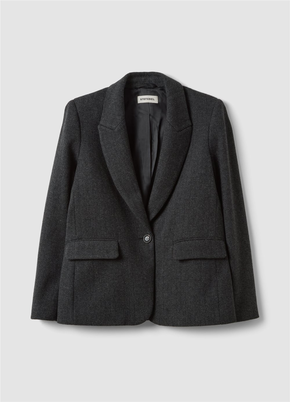 Gri Yün Ve Viskon Karışımlı Regular Fit Klasik Yaka Blazer Ceket