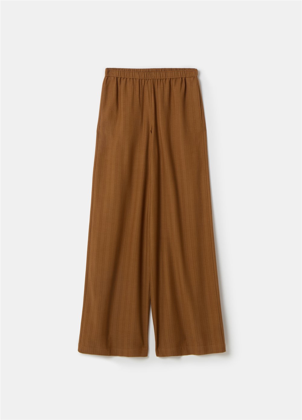 İnce Çizgili Kahverengi Pantolon