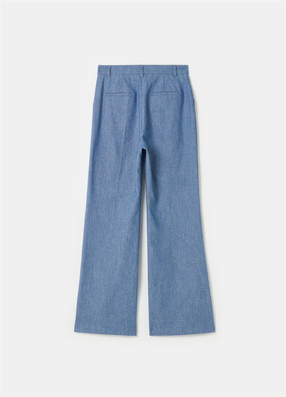 İspanyol Paça Denim Görünümlü Mavi Pantolon