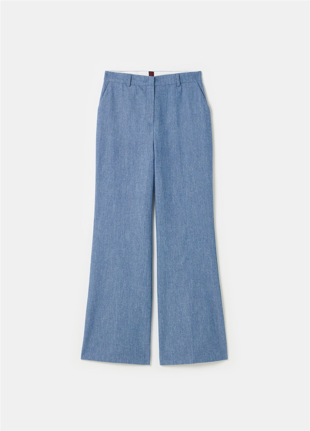 İspanyol Paça Denim Görünümlü Mavi Pantolon