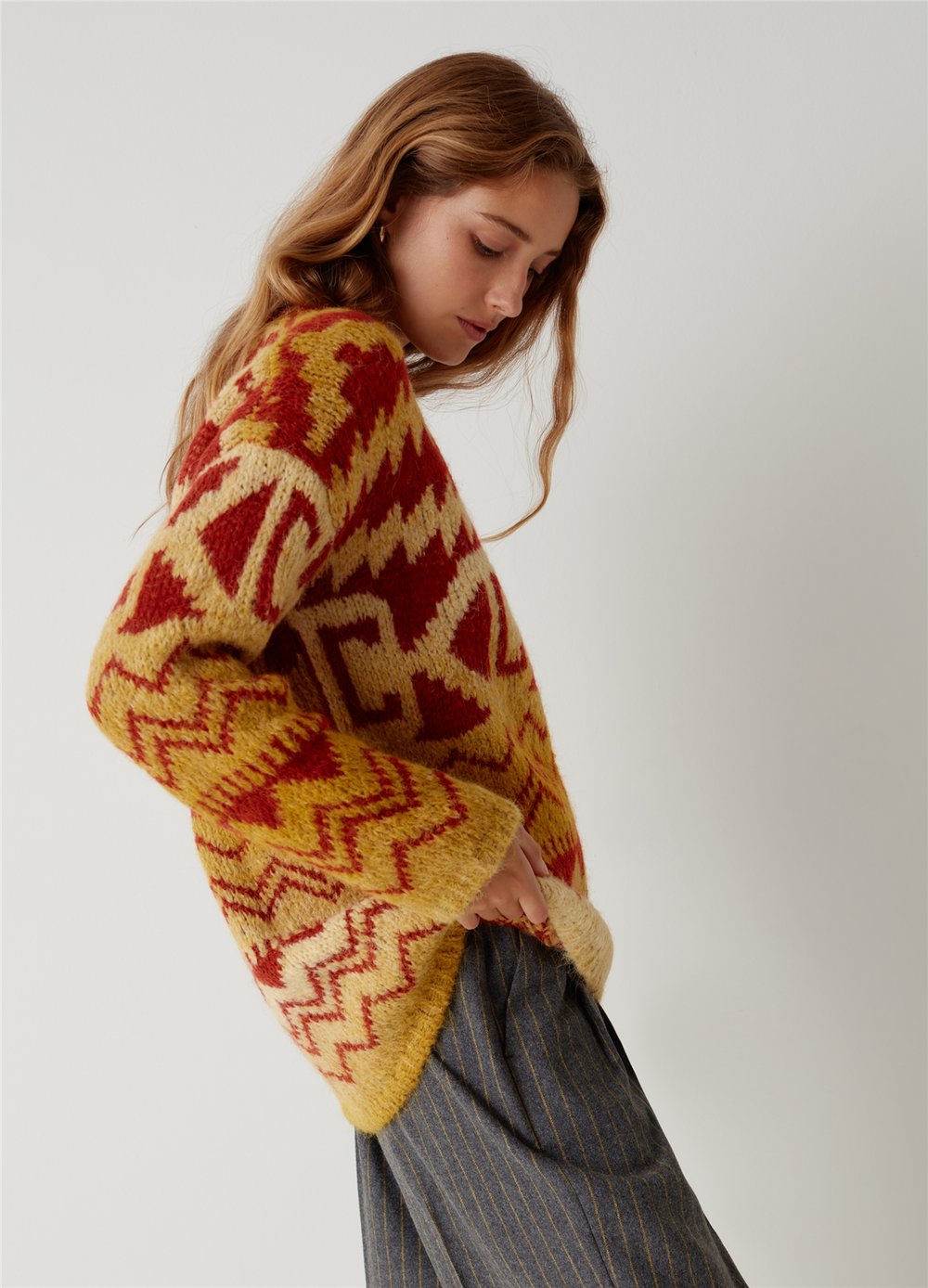 Jakar Desenli Oversize Kazak