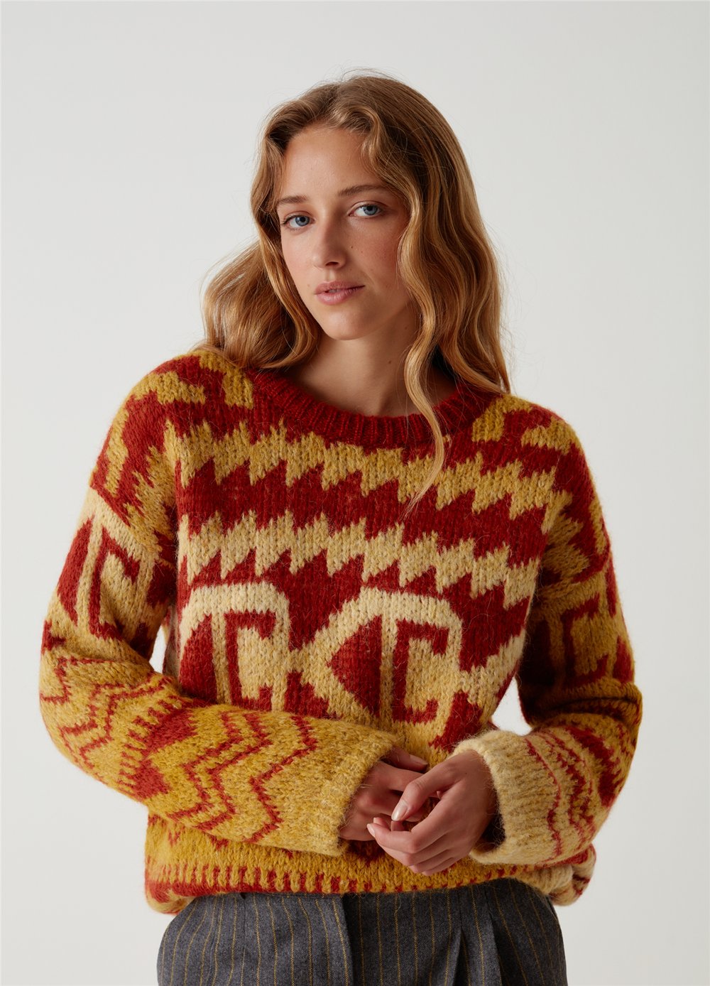 Jakar Desenli Oversize Kazak