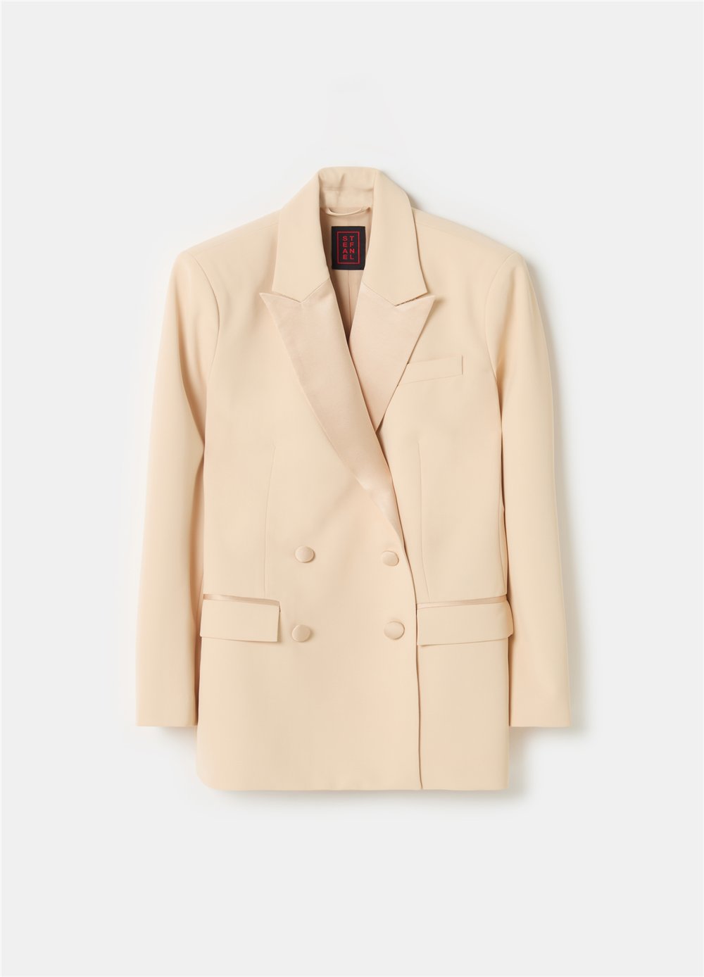 Kadi Kumaştan Kruvaze Bej Blazer Ceket
