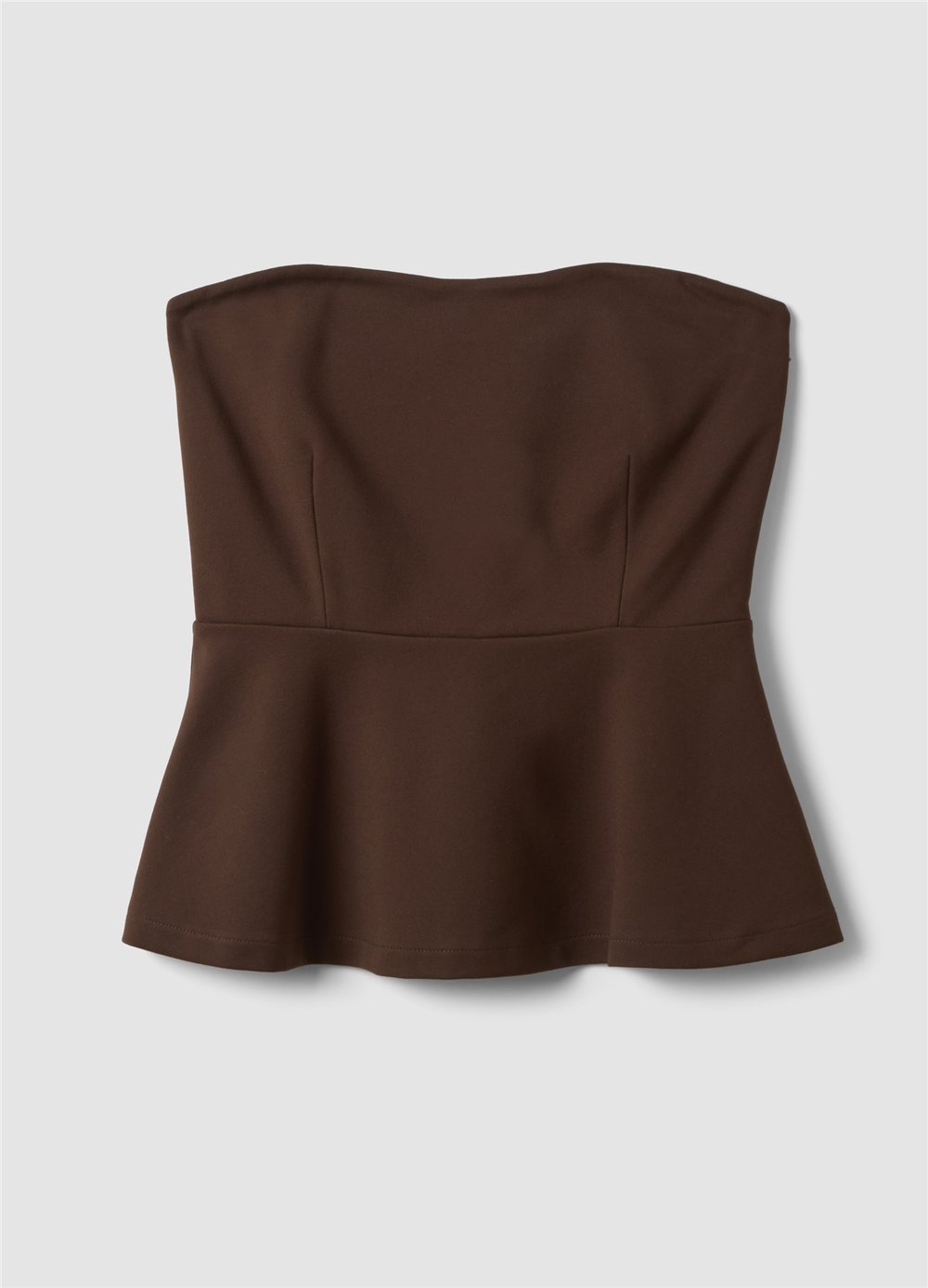 Kahverengi Esnek Viskon Slim Fit Bandeau Üst