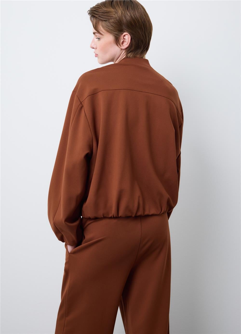 Kahverengi Viskon Regular Fit Blazer