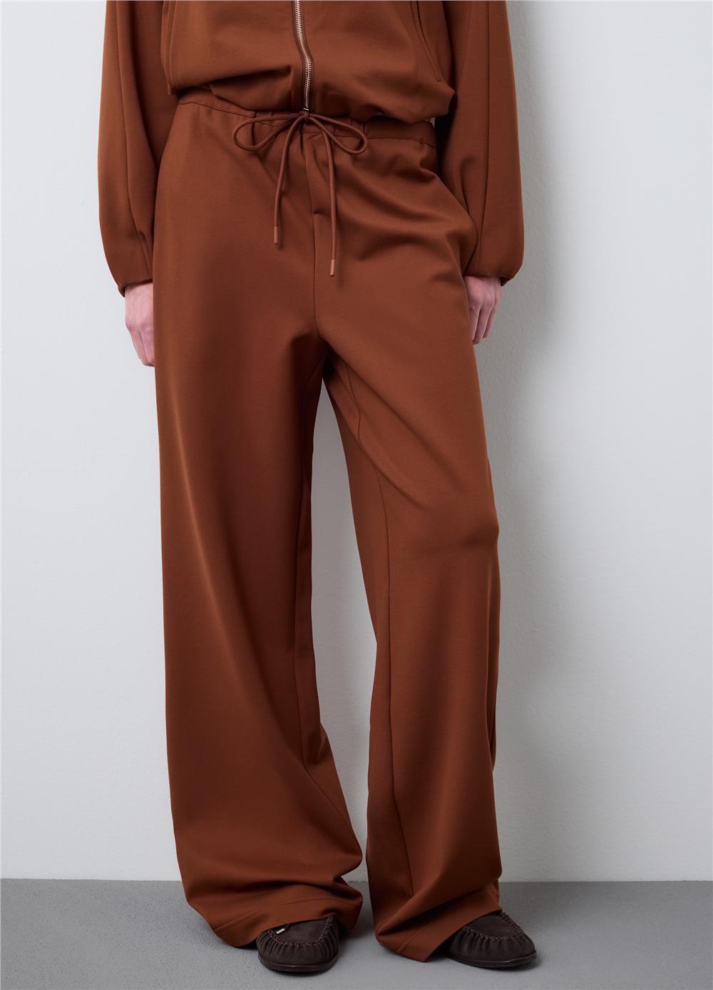 Kahverengi Viskon Regular Fit Pantolon