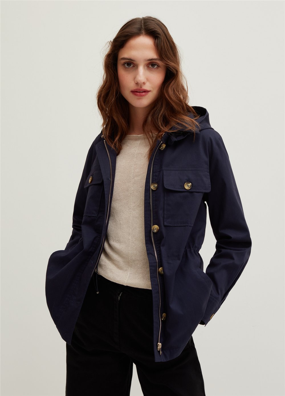 Kapüşonlu Lacivert Parka