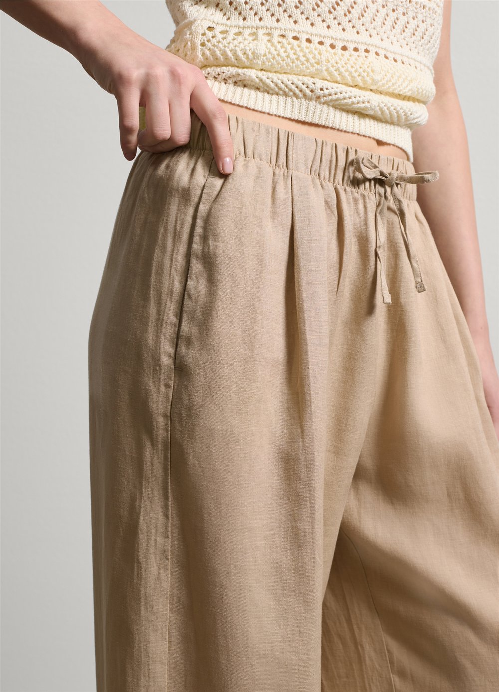 Keten Jogger Bol Paça Bej Pantolon