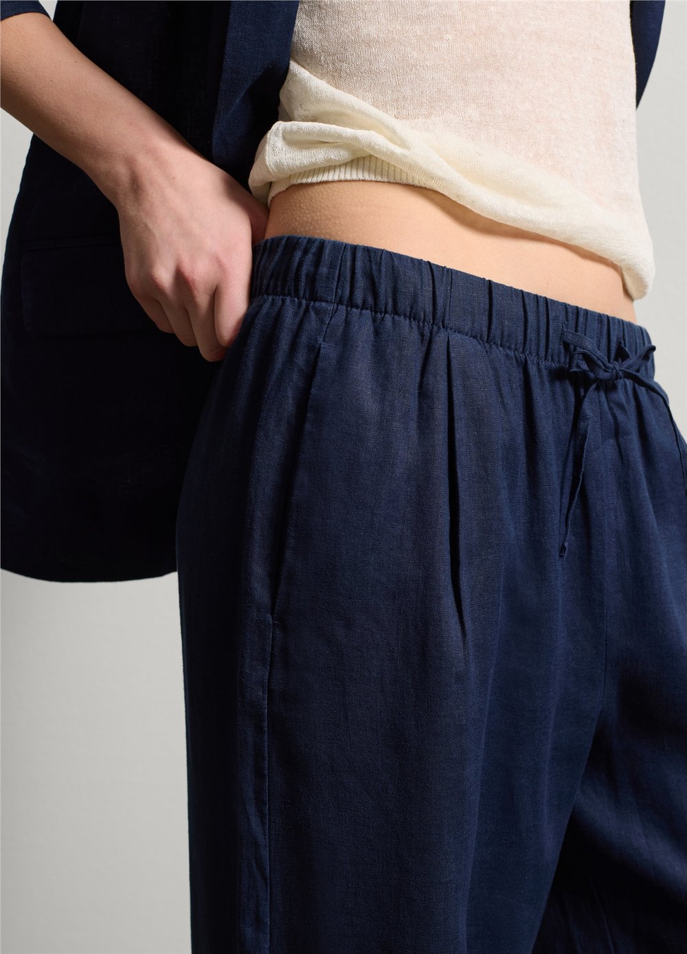 Keten Jogger Bol Paça Lacivert Pantolon