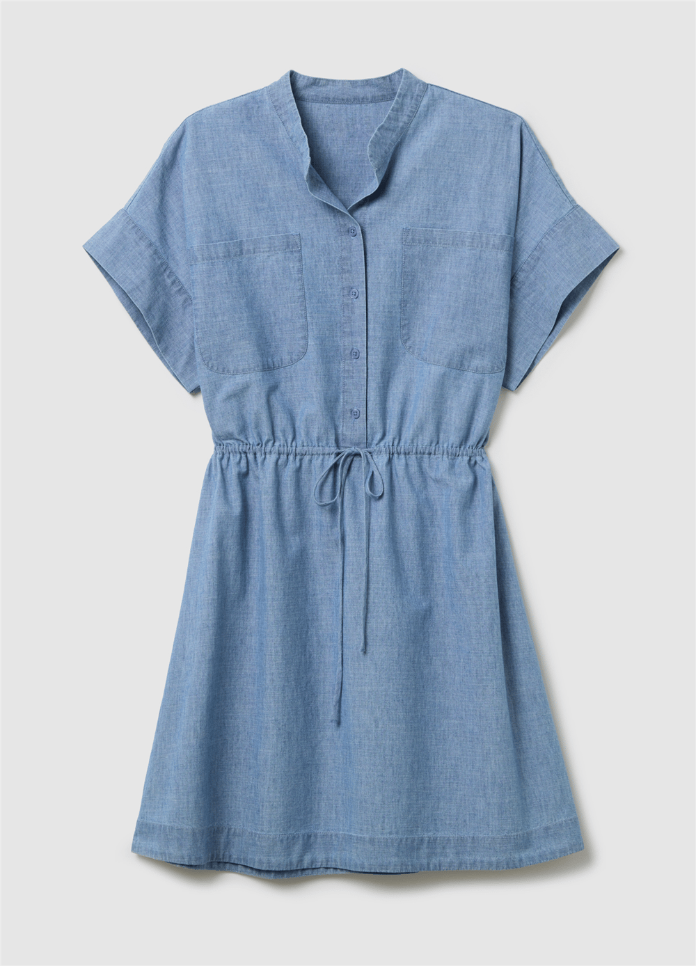 Kısa Akışkan Denim Elbise