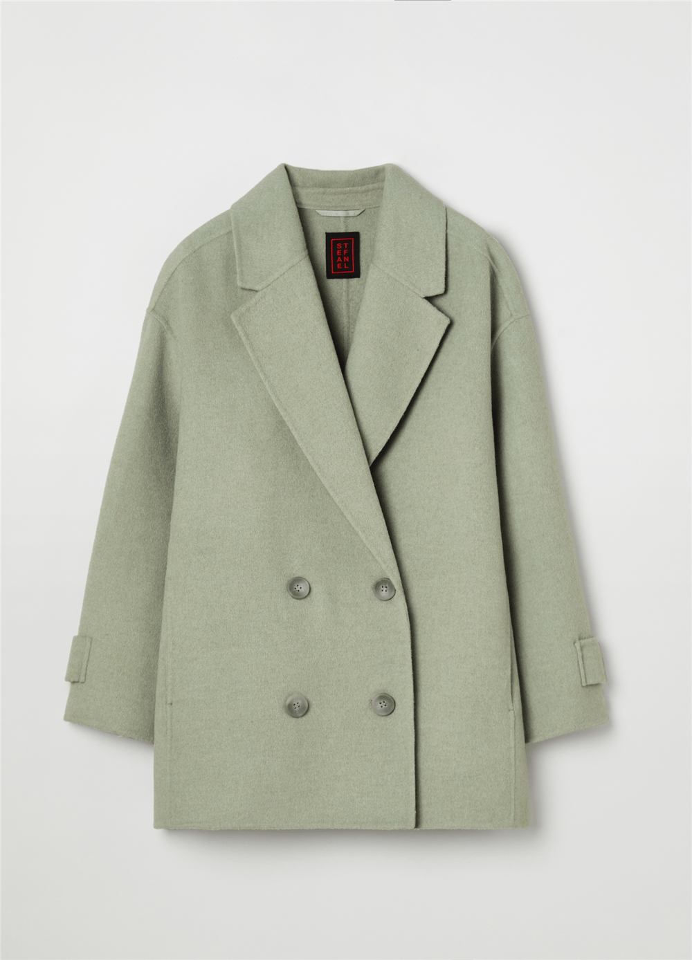 Kısa Oversize Mint Kruvaze Kaban