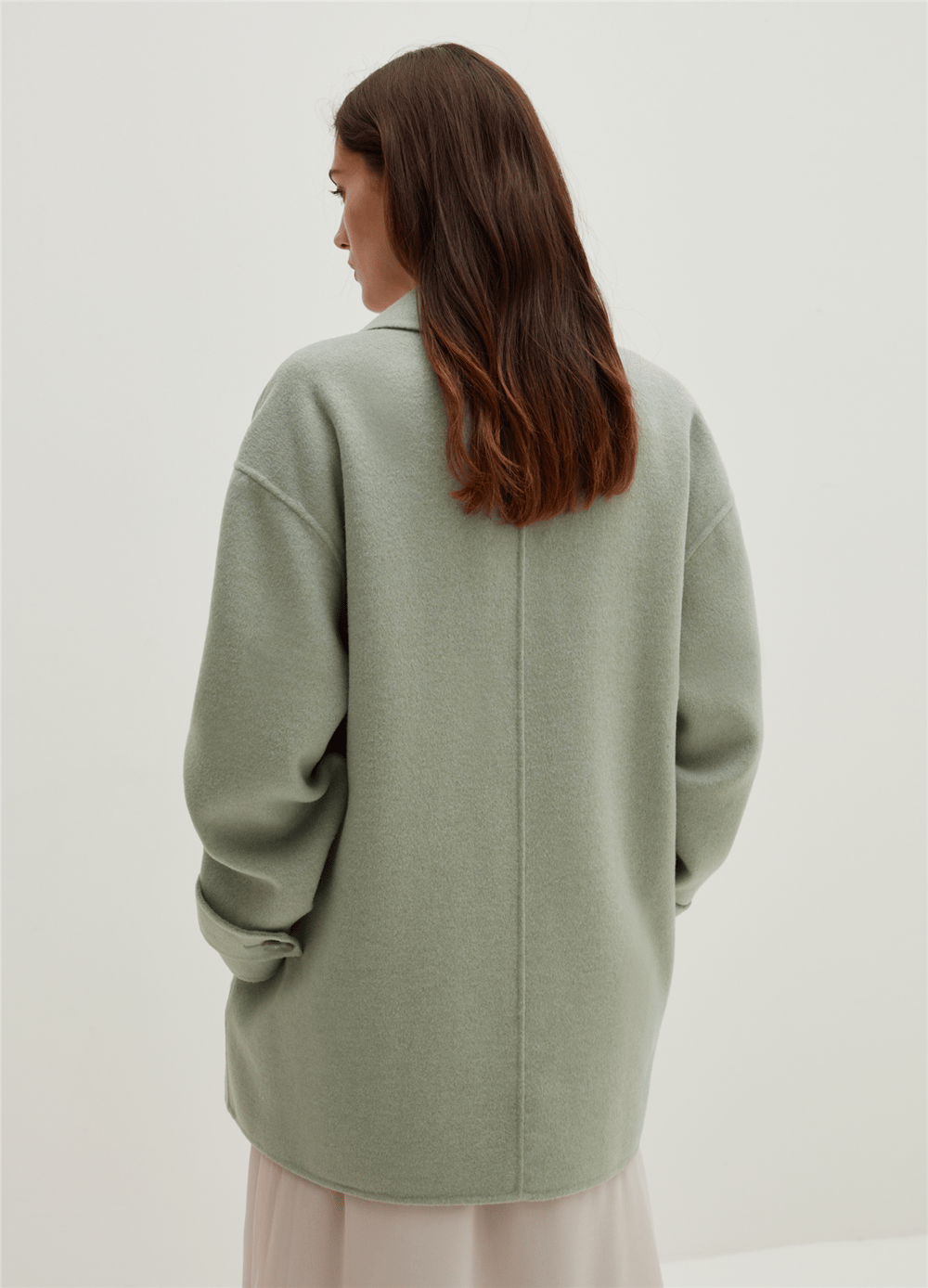 Kısa Oversize Mint Kruvaze Kaban