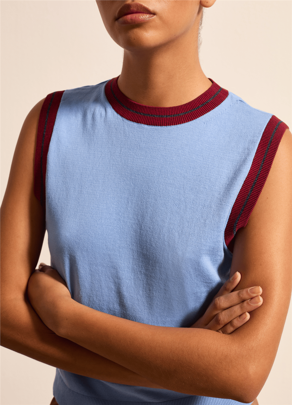 Lurex Detaylı Crepe Mavi Atlet