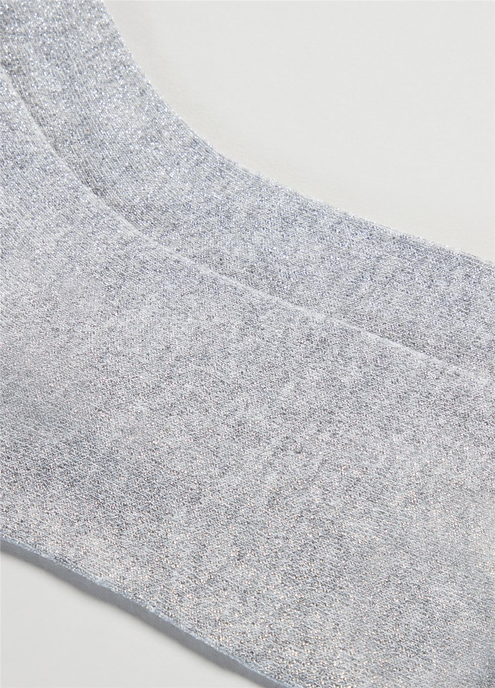 Lurex Gümüş Kısa Çorap