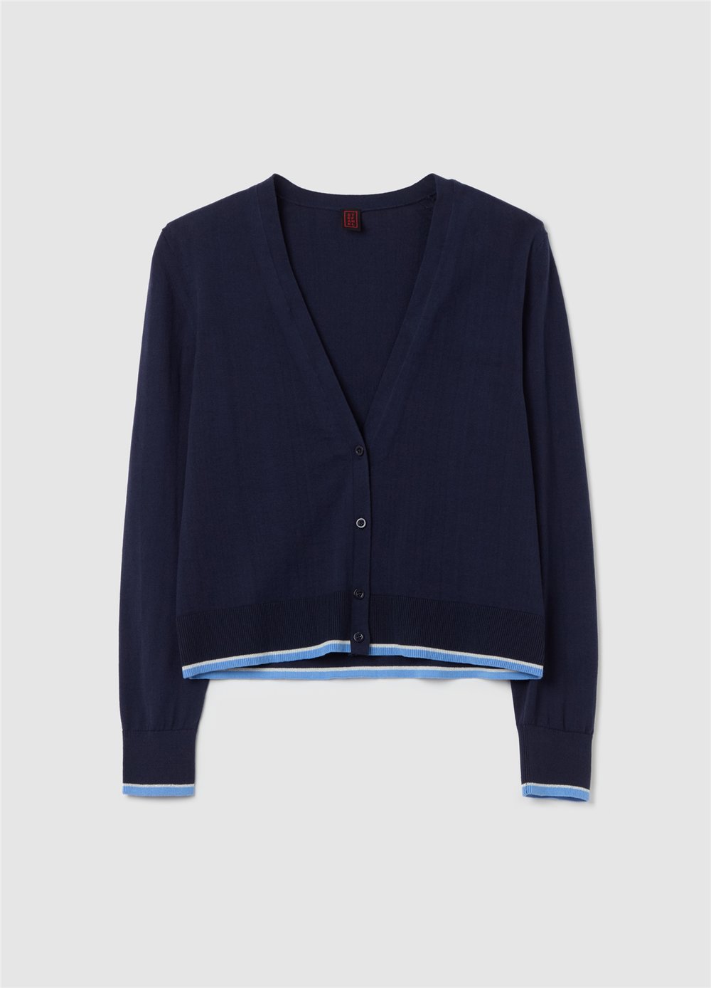 Lurex Şerit Detaylı Crepe Lacivert Hırka