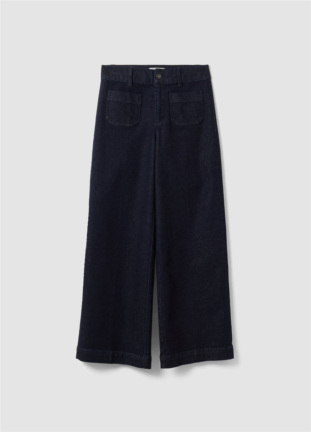 Mavi Bol Paça Esnek Pamuklu Denim Jean