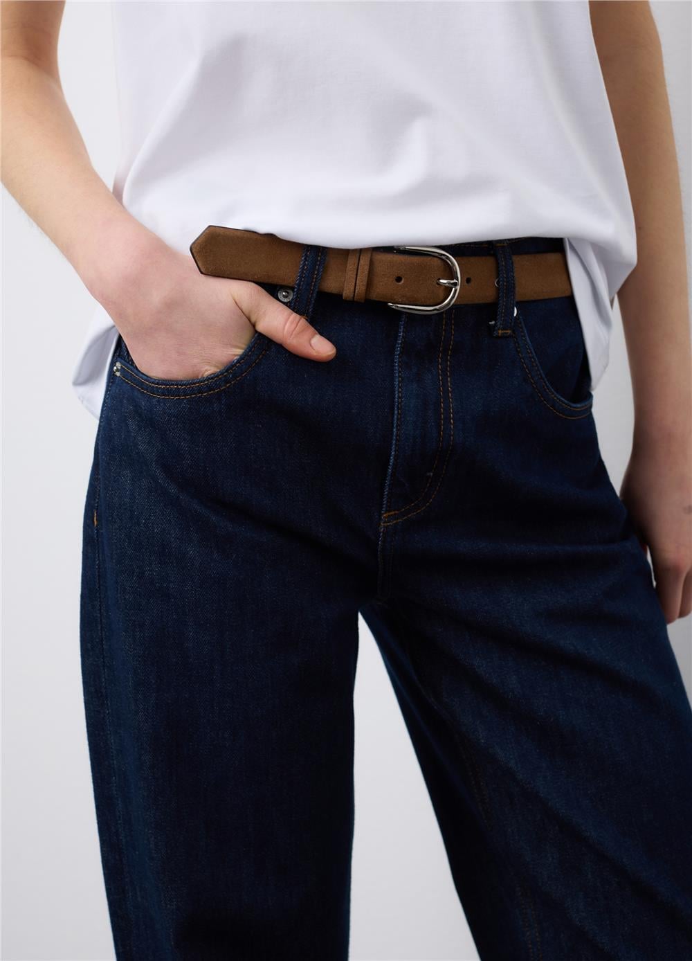 Mavi Pamuklu Bol Paça Kot Pantolon