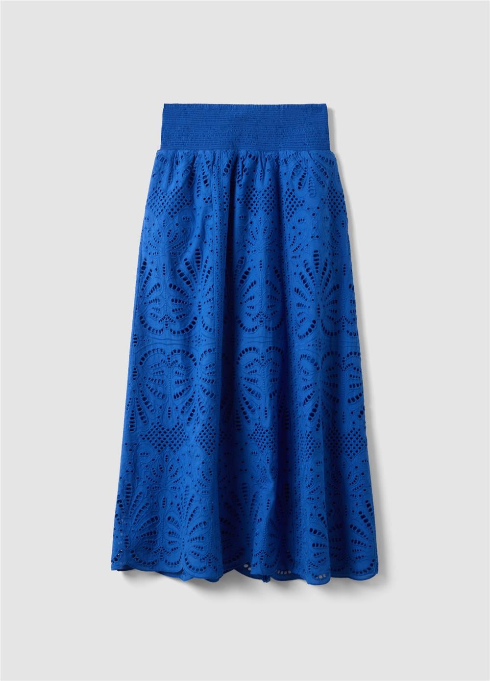 Mavi Pamuk Broderie Anglaise Uzun Etek
