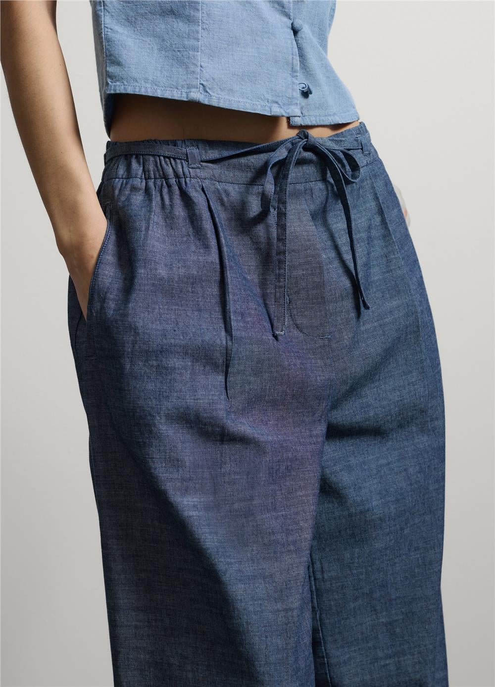 Mavi Pamuk Denim Rahat Kesim Pantolon