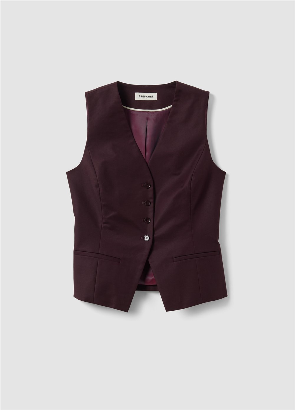 Mor Renk Slim Fit Esnek Pamuklu Yelek