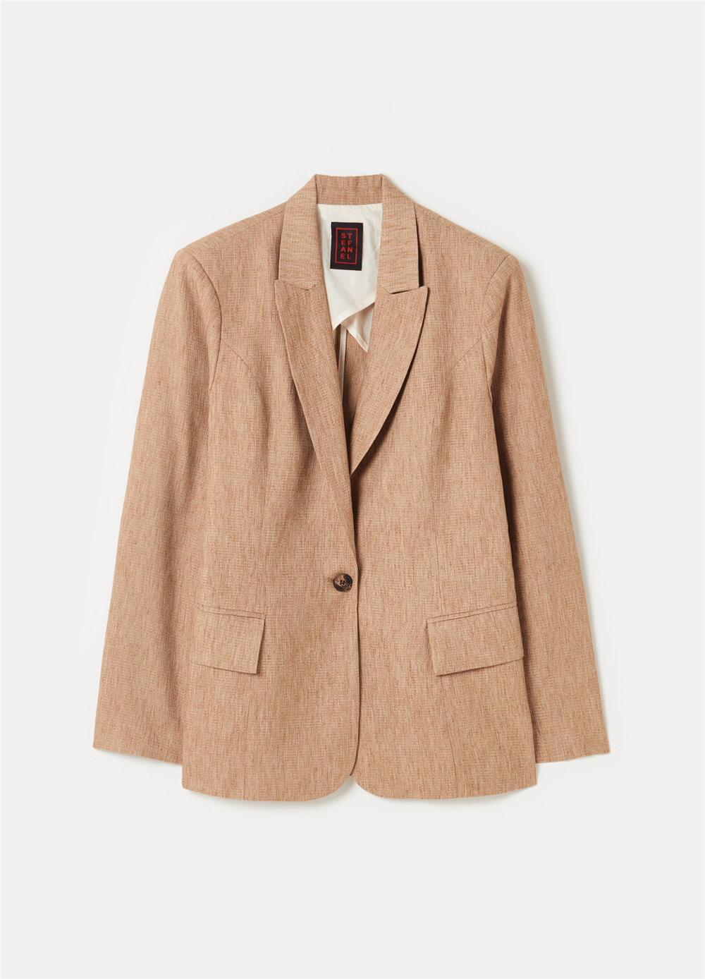 Nattè Dokulu Bej Tek Düğmeli Blazer