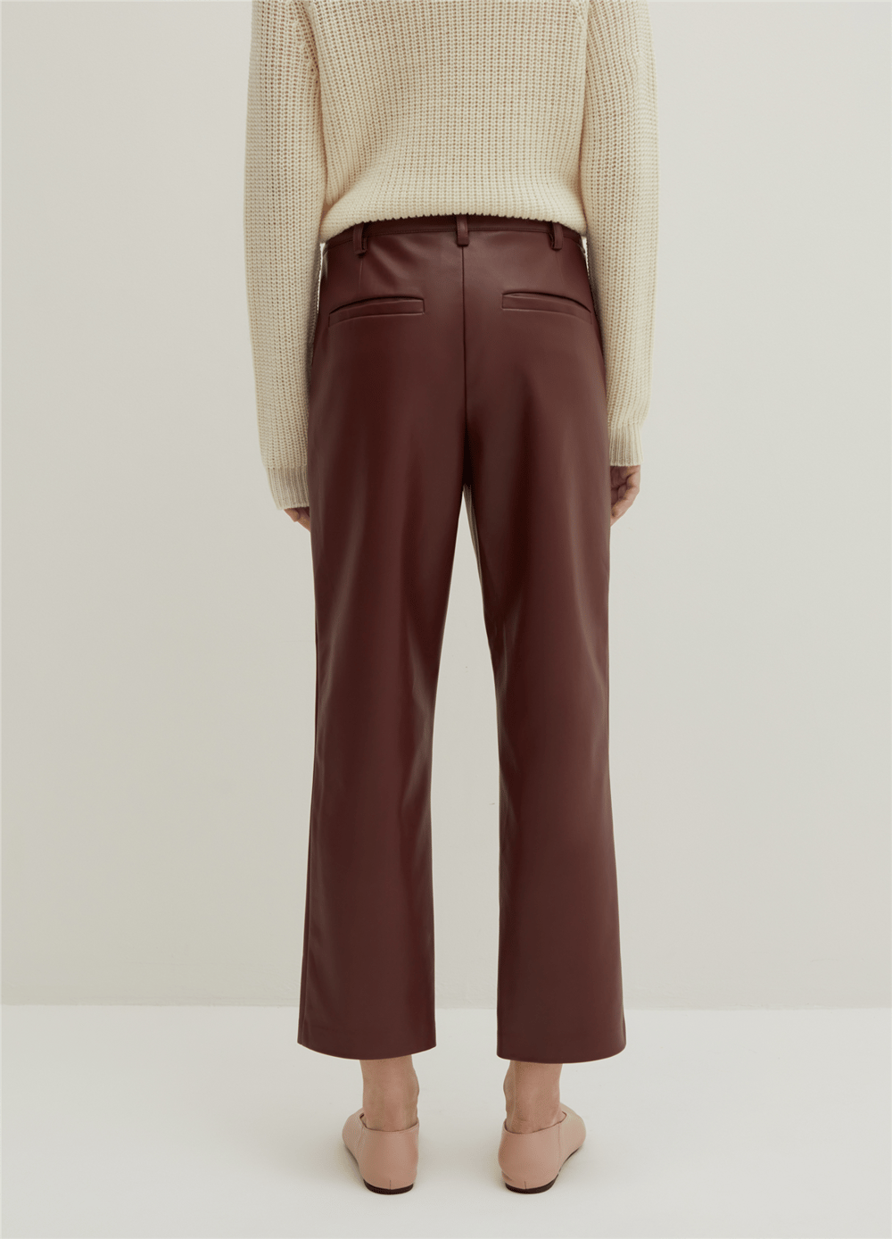 Parlak Görünümlü Bordo Carrot-Fit Pantolon