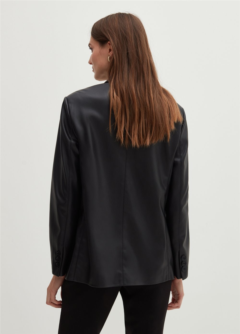 Parlak Görünümlü Siyah Blazer Ceket