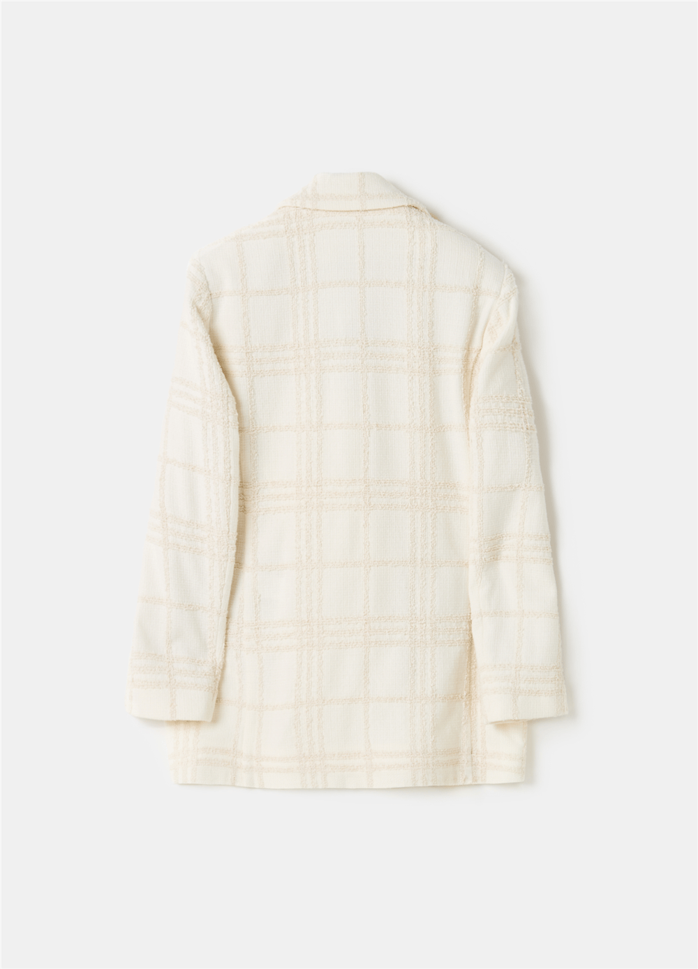 Pencere Kafesi Desenli Bukle Beyaz Blazer