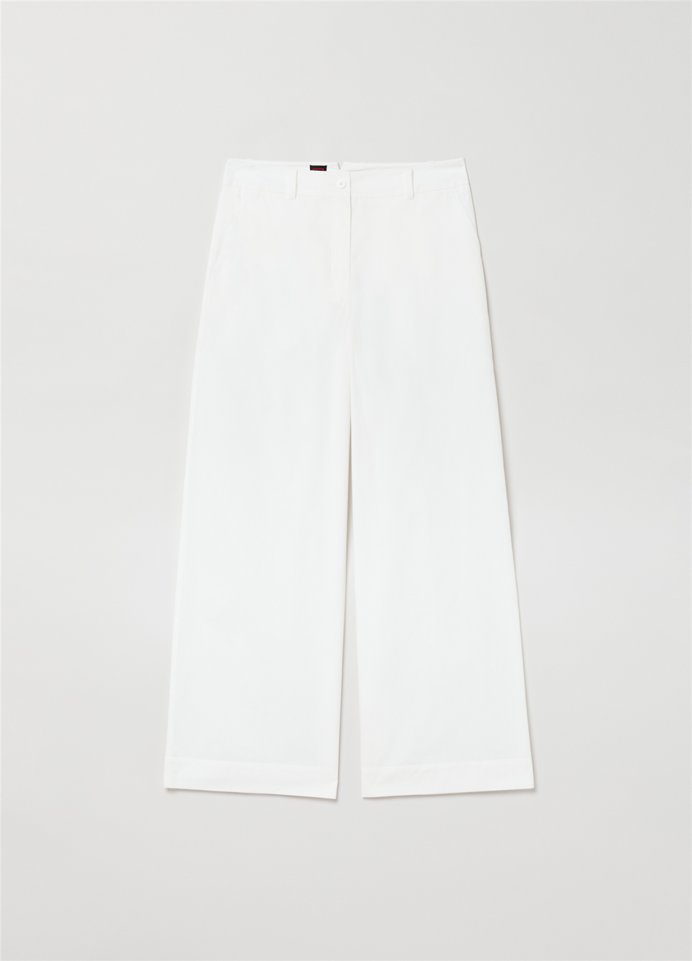 Poplin Bol Paçalı Beyaz Pantolon