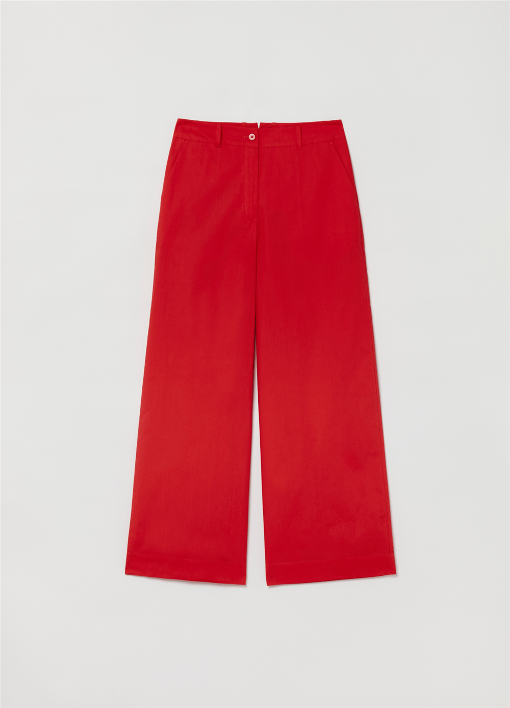 Poplin Bol Paçalı Kırmızı Pantolon