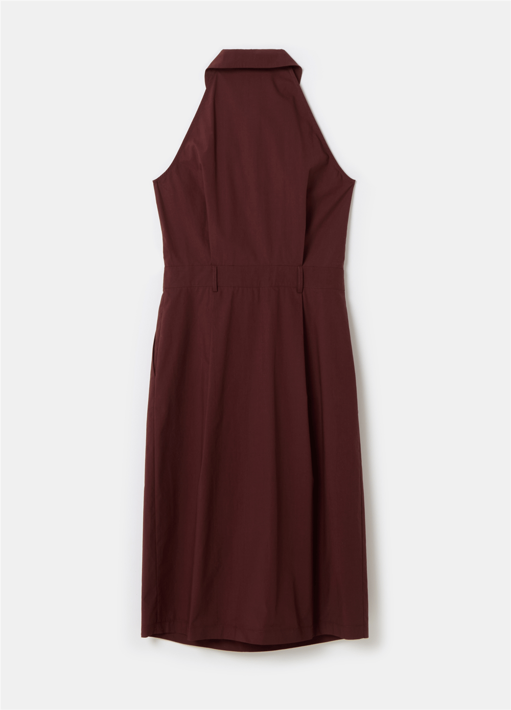 Poplin Kumaştan Kolsuz Bordo Gömlek Elbise
