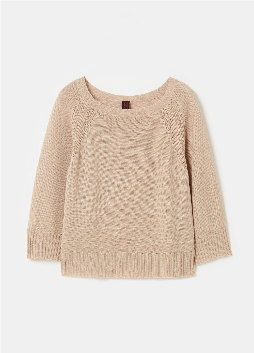 Reglan Kollu Keten Bej Tişört
