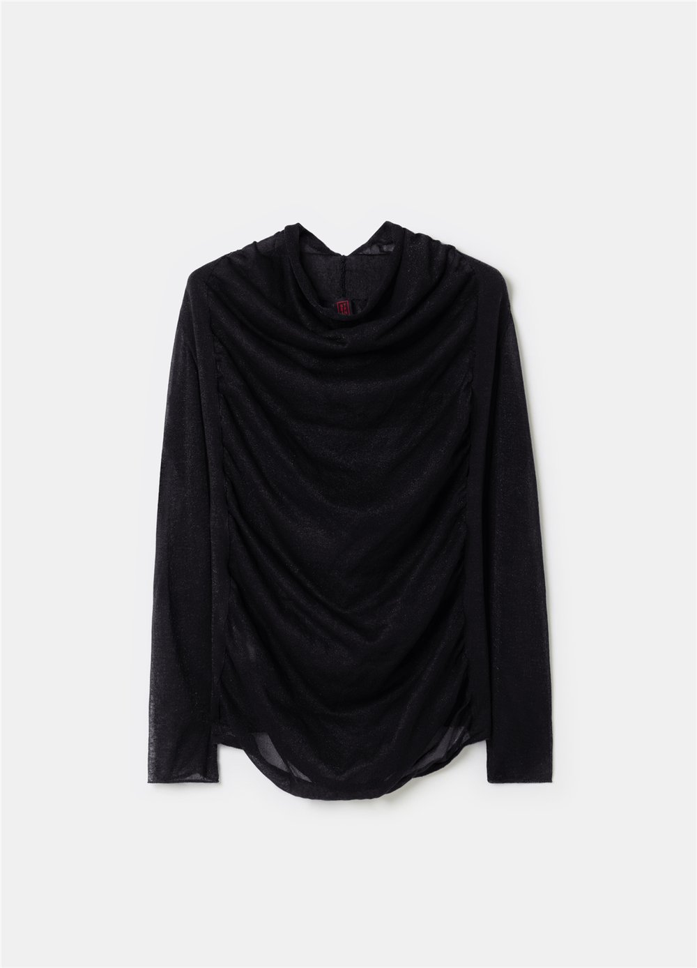 Reglan Kollu Şeffaf Görünümlü Siyah Bluz