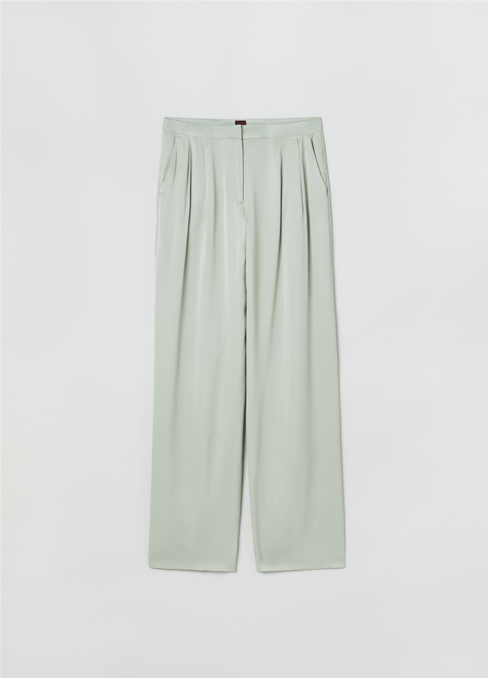 Saten Viskoz Kumaşlı Bol Paçalı Mint Pantolon