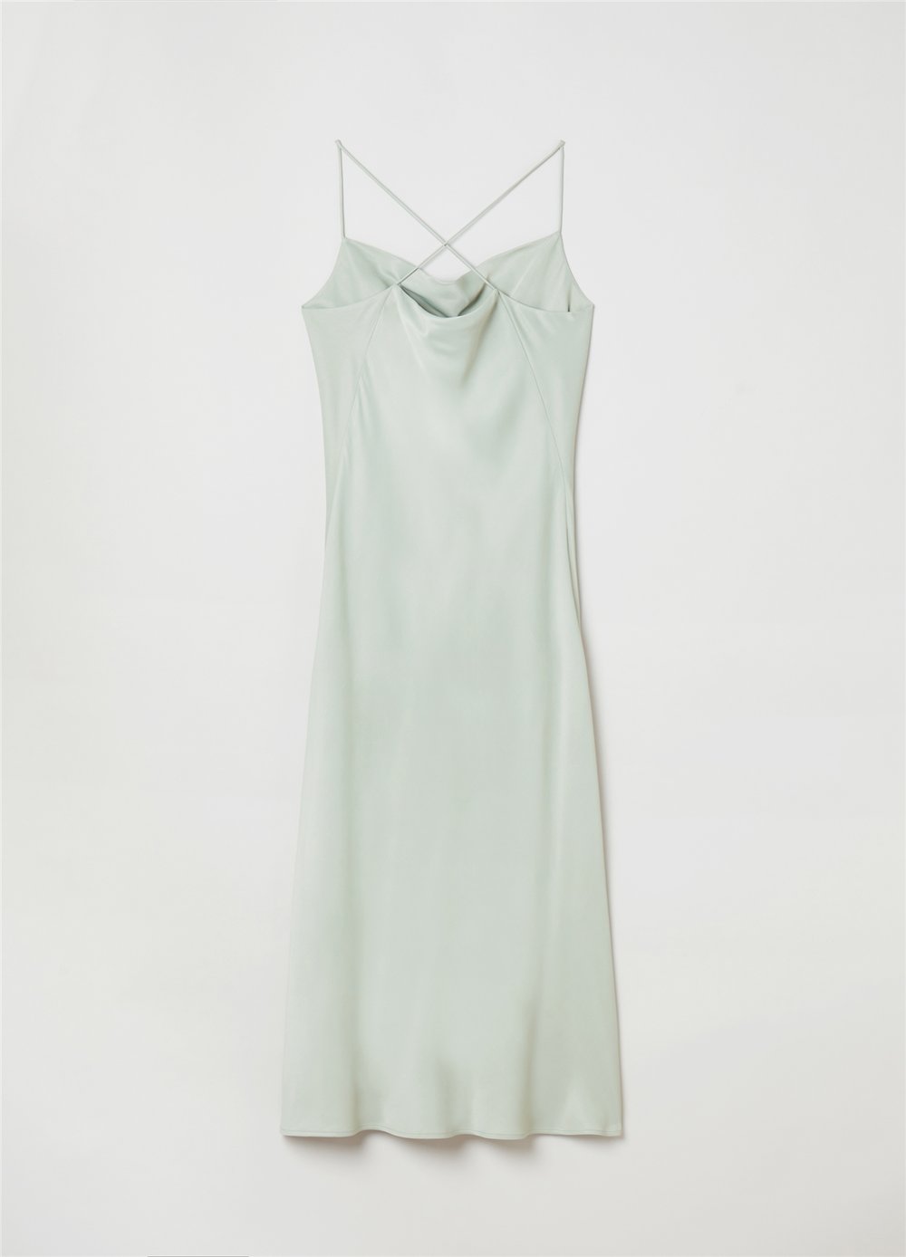 Saten Viskoz Mint Midi Elbise