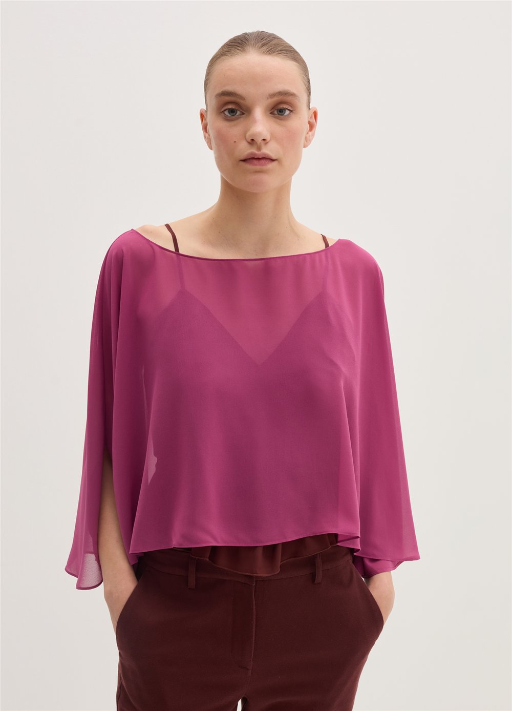 Şifon Mor Bolero