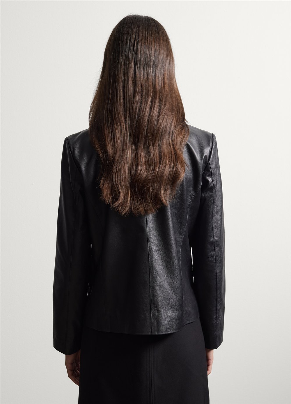 Siyah Hakiki Deri Klasik Yaka Regular Fit Blazer Ceket